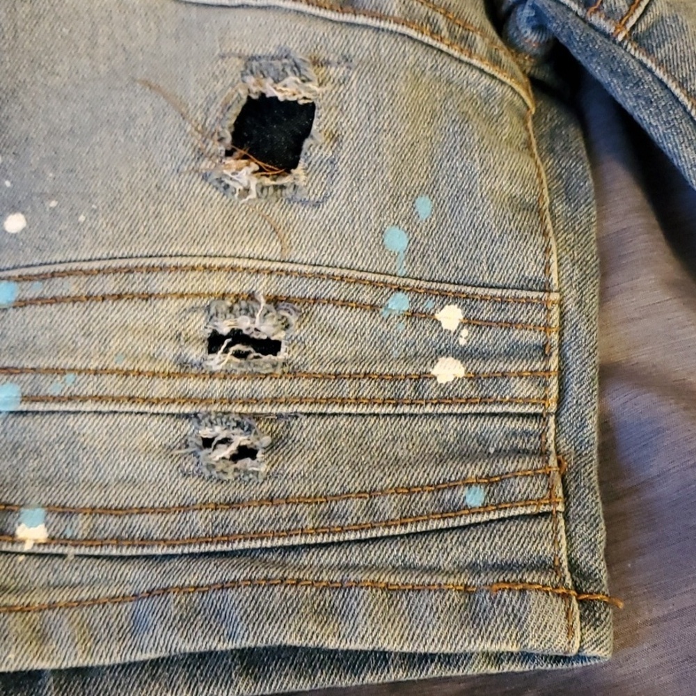 Phat Farm Blue Distress Kids Shorts Size 2t Or 3t See Measurements Rip + Repair - Picture 11 of 12